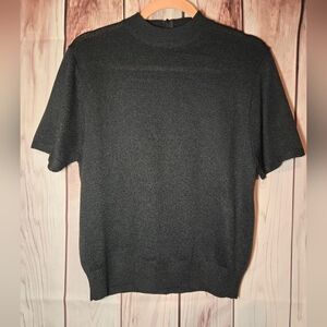 San Remo Black Turtleneck Short Sleeve Sweater Womens Size Medium